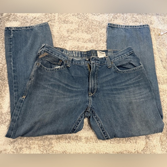 Ariat Mens M5 Jeans Slim Straight Leg Blue Denim Western Cowboy Size 36X32 - Picture 4 of 10